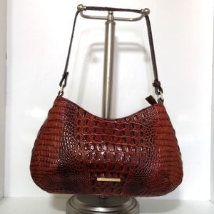 Like new! Brahmin Crocodile Brown Leather Shoulder Bag